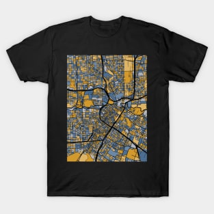 Houston Map Pattern in Blue & Gold T-Shirt